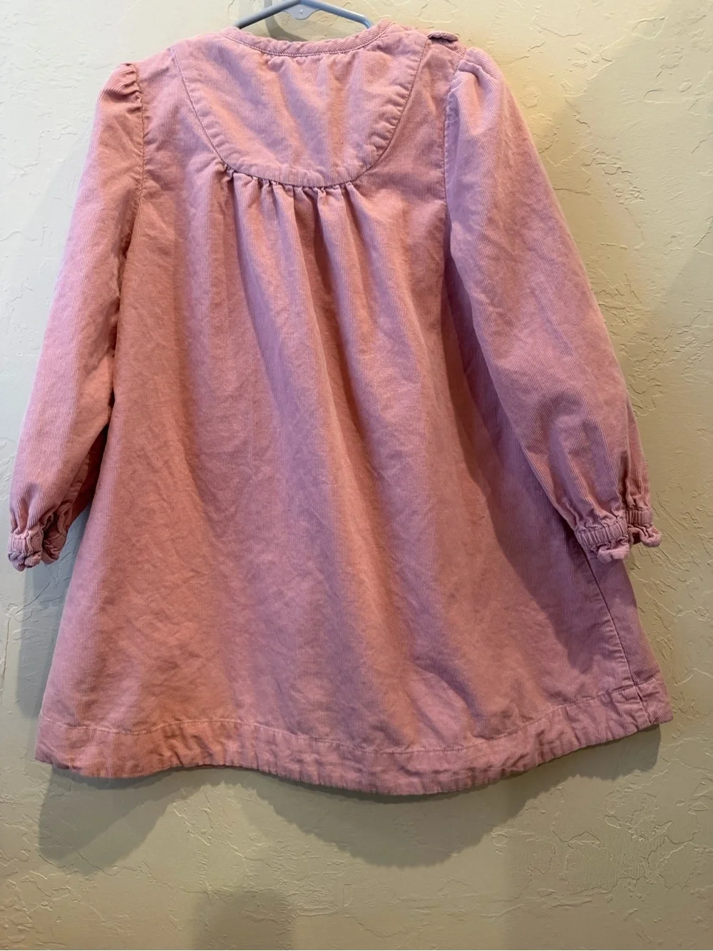 Mini Boden eloquent pink scallop neck dress long sleeve size 6-7